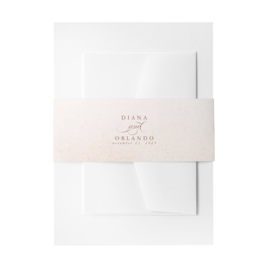 ライトパステルクリームシェードとスクリプエレガントト 招待状ベリーバンド (正面例)