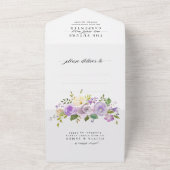 ライトパステルパープルグリーナリーフローラ写真結婚ズ オールインワン招待状 (外側)