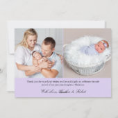 ライトパステルパープル3写真誕生のお知らせ シーズンカード (裏面)