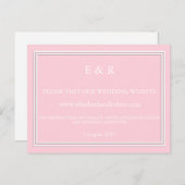 ライトパステルピンク結婚式招待状セット インビテーションポストカード (正面/裏面)