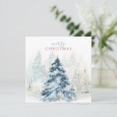 ライトパステルブルークリスマスツリーウォーターカラー シーズンカード (スタンド正面)