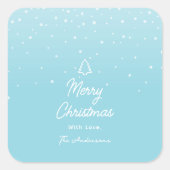 ライトパステルミニマルブルースノーウィメリークリスマス スクエアシール (正面)