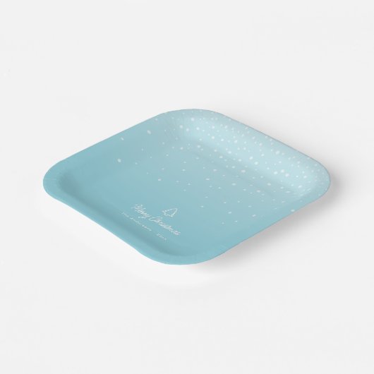 ライトパステルミニマルブルースノーウィークリスマスパーティー ペーパープレート (傾斜あり)