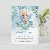 ライトパステルモダンブルーアジサイのボーイエンジェル 招待状 (スタンド正面)