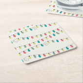 ライトパターンのクリスマスの一連 スクエアペーパーコースター (アングル)