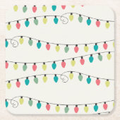 ライトパターンのクリスマスの一連 スクエアペーパーコースター (正面)