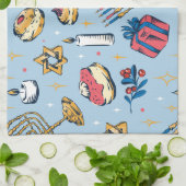 ライトパターンフェスティバルギフトのハヌカー キッチンタオル (折り畳み)