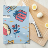 ライトパターンフェスティバルギフトのハヌカー キッチンタオル (四つ折り)