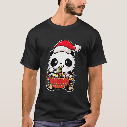 ライトパンダのかわいいパンダの被り物 Tシャツ (正面)