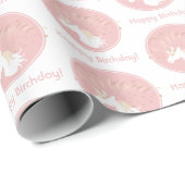 ライトパーソナライズされたバラピンクホワイトマジカルユニコーン ラッピングペーパー (ロールコーナー)