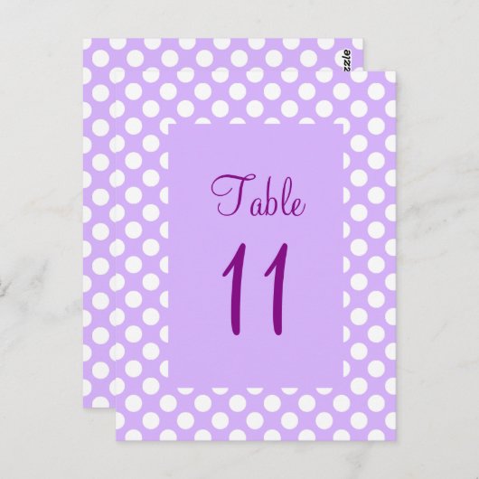 ライトパープルおよびホワイト水玉模様テーブル番号投稿 ポストカード (正面/裏面)