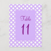 ライトパープルおよびホワイト水玉模様テーブル番号投稿 ポストカード (正面)
