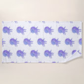 ライトパープルかわいいタコの水彩 ビーチタオル (正面)