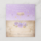 ライトパープルと金ゴールドバラパーチメント折り畳みテーブル プレイスカード (外部開封)