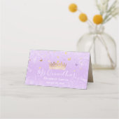 ライトパープルと金ゴールドバラパーチメント折り畳みテーブル プレイスカード (裏面)