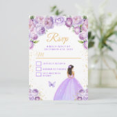 ライトパープルと金ゴールドブルネットヘアプリンセス 出欠カード (スタンド正面)