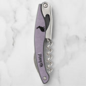 ライトパープルに黒い座りシルエットウサギ ソムリエナイフ (裏面)