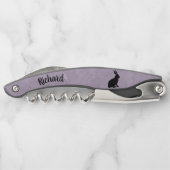 ライトパープルに黒い座りシルエットウサギ ソムリエナイフ (裏面)