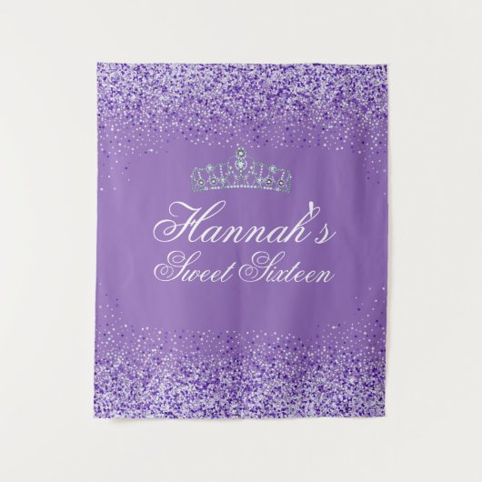 ライトパープルのグリッター スイート16 背景 タペストリー (正面)