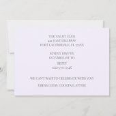 ライトパープルのゴールド 30歳の誕生日シャンパン 招待状 (裏面)