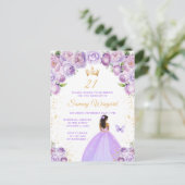 ライトパープルのダークスキンプリンセス誕生日パーティー ポストカード (スタンド正面)