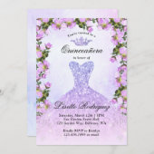 ライトパープルのドレス 花柄のキンセアニエラ 招待状 (正面/裏面)
