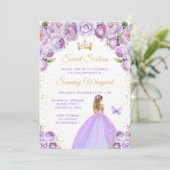 ライトパープルのブロンドヘアプリンセス スイートシックスティーン 招待状 (スタンド正面)