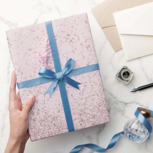 ライトパープルの偽グリッター ラッピングペーパー (ギフト)