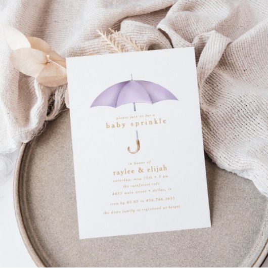 ライトパープルの女の子 ベイビースプリンクラーシャワー イベント | 招待状