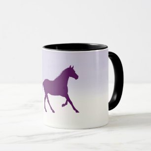 ライトパープルの紫色のグラデーション馬 マグカップ