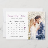 ライトパープルの結婚式 Save the Date カレンダー写真 セーブザデート (正面)