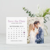 ライトパープルの結婚式 Save the Date カレンダー写真 セーブザデート (スタンド正面)