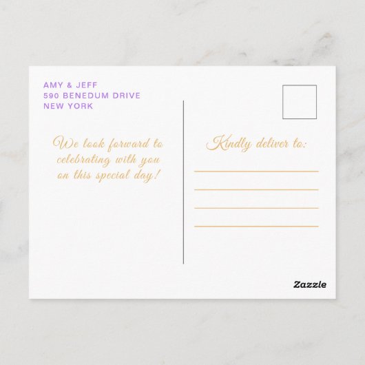 ライトパープルの金髪プリンセス誕生日パーティー ポストカード (裏面)