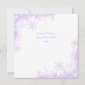 ライトパープルの雪の結晶とフロステッドハート カード (裏面)