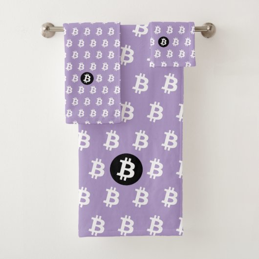 ライトパープルのBitcoin バスタオルセット (インサイチュ)