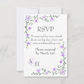 ライトパープルウェディングRSVPカード 出欠カード (正面)