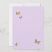 ライトパープルウォーターカラー金ゴールドバタフライキンセアニェラ 招待状 (裏面)