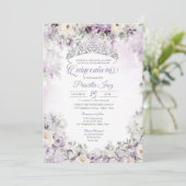 ライトパープルエレガントウォーターカラーフローラキンセアニラ 招待状 (スタンド正面)
