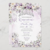 ライトパープルエレガントウォーターカラーフローラキンセアニラ 招待状 (正面/裏面)