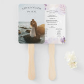 ライトパープルエレガントフローラ結婚式 プログラム写真 ハンドファン (正面&裏面)