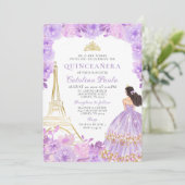 ライトパープルエレガント金ゴールドティアラパリキンセアニラ 招待状 (スタンド正面)