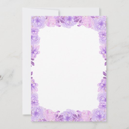 ライトパープルエレガント金ゴールドティアラパリキンセアニラ 招待状 (裏面)