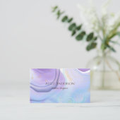 ライトパープルエレガント金ゴールドバイオレットパステルデザイナー 名刺 (スタンド正面)