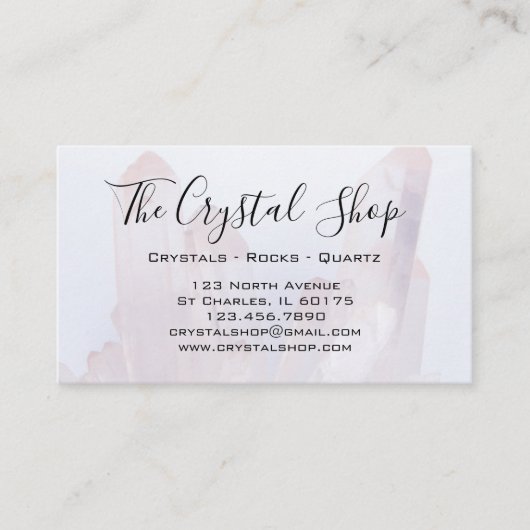 ライトパープルクリスタルロックショップビジネスカード 名刺 (正面)
