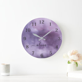 ライトパープルクールブラックゴシックスタイル ラージ壁時計