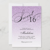 ライトパープルグラムグリッタースウィート16 招待状 (正面)