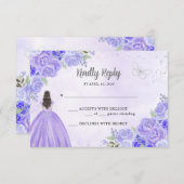 ライトパープルシルバーフローラプリンセスキンセアニラ 出欠カード (正面/裏面)