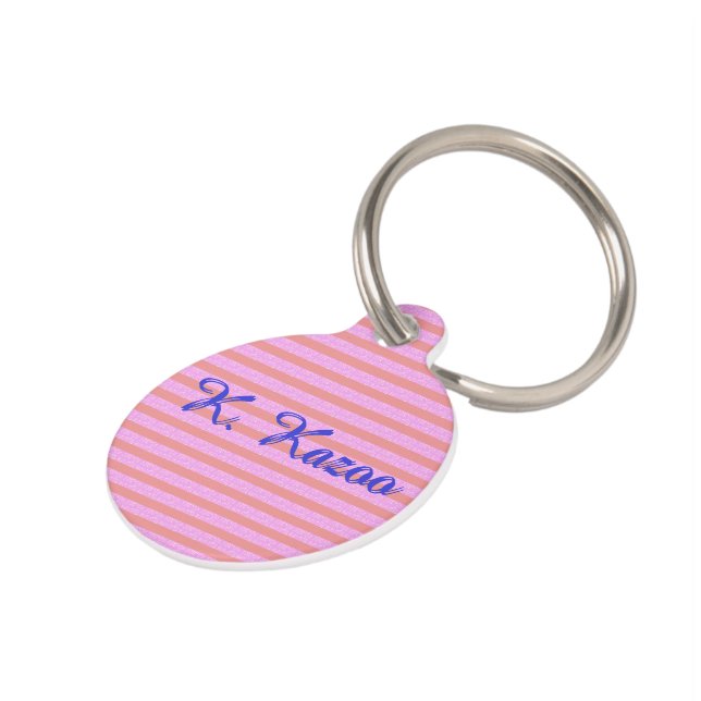 ライトパープルジオメトリックストライプス ペット　ネームタグ (側面)