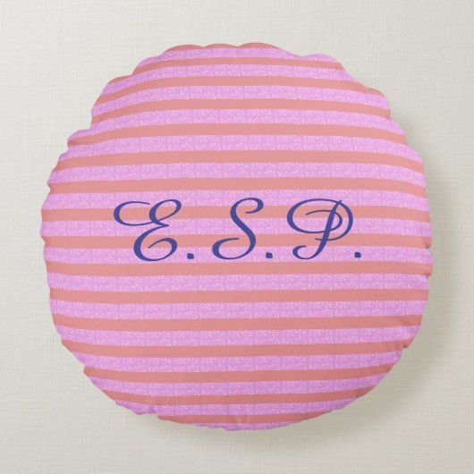 ライトパープルジオメトリックストライプス ラウンドクッション (正面)