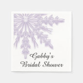 ライトパープルスノーフレークウィンターブライダルシャワー スタンダードカクテルナプキン (正面)